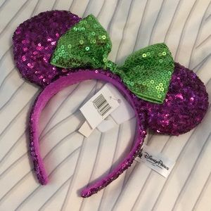 NWT Disney Sequined Purple/Green Minnie Ears